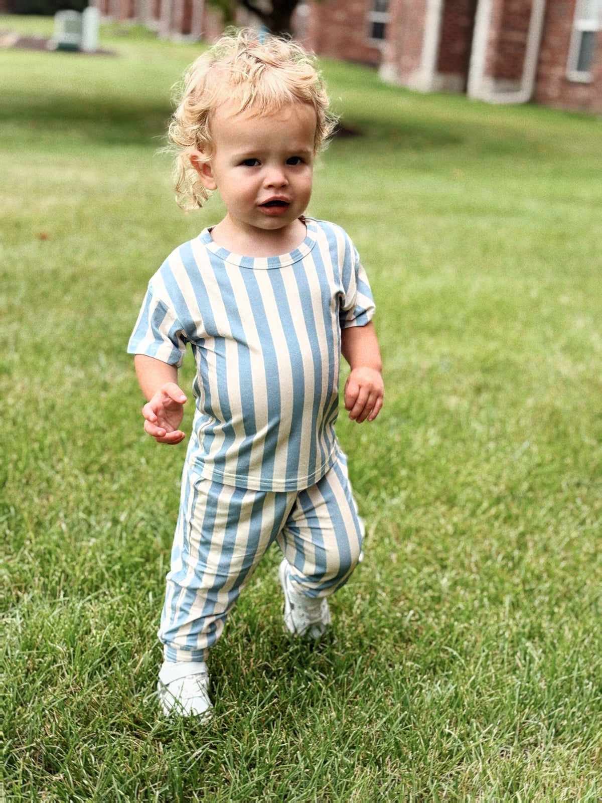 Bamboo Lounge Set | Blue Stripes