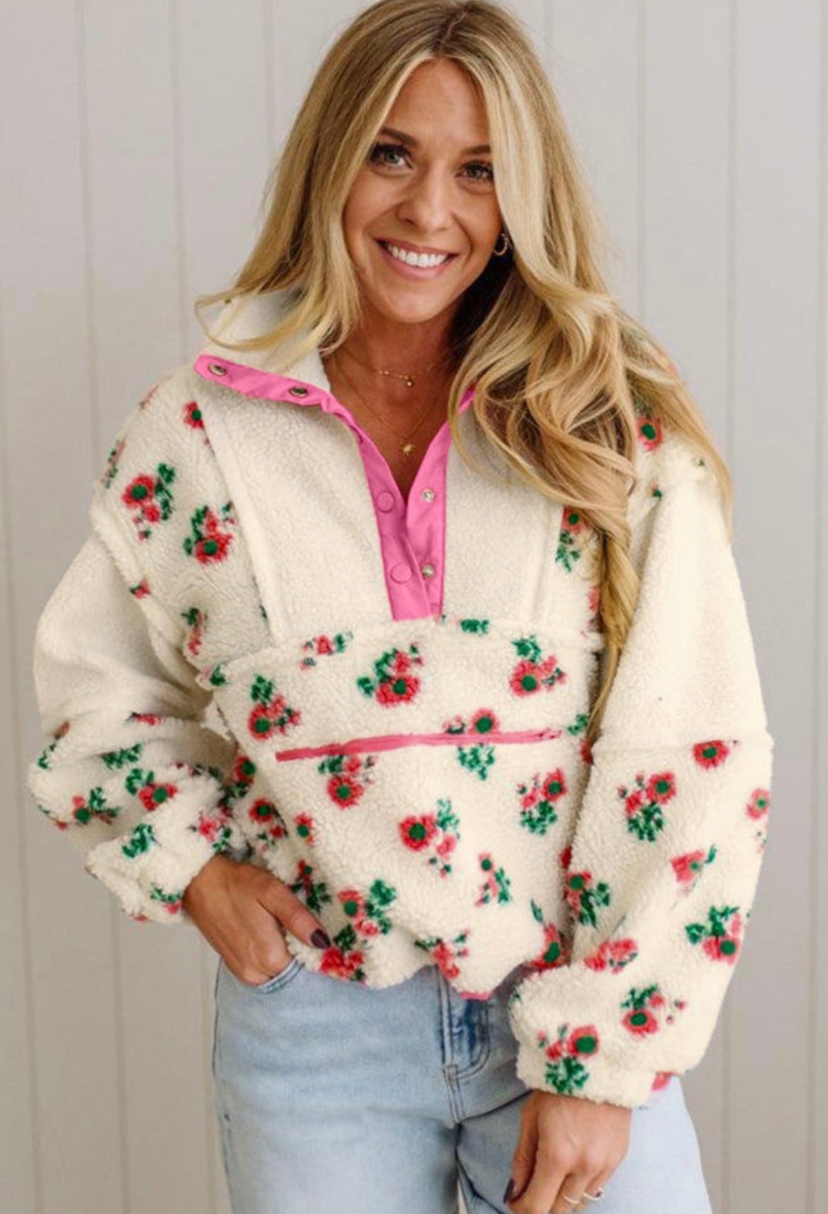 Floral Fleece Pullover