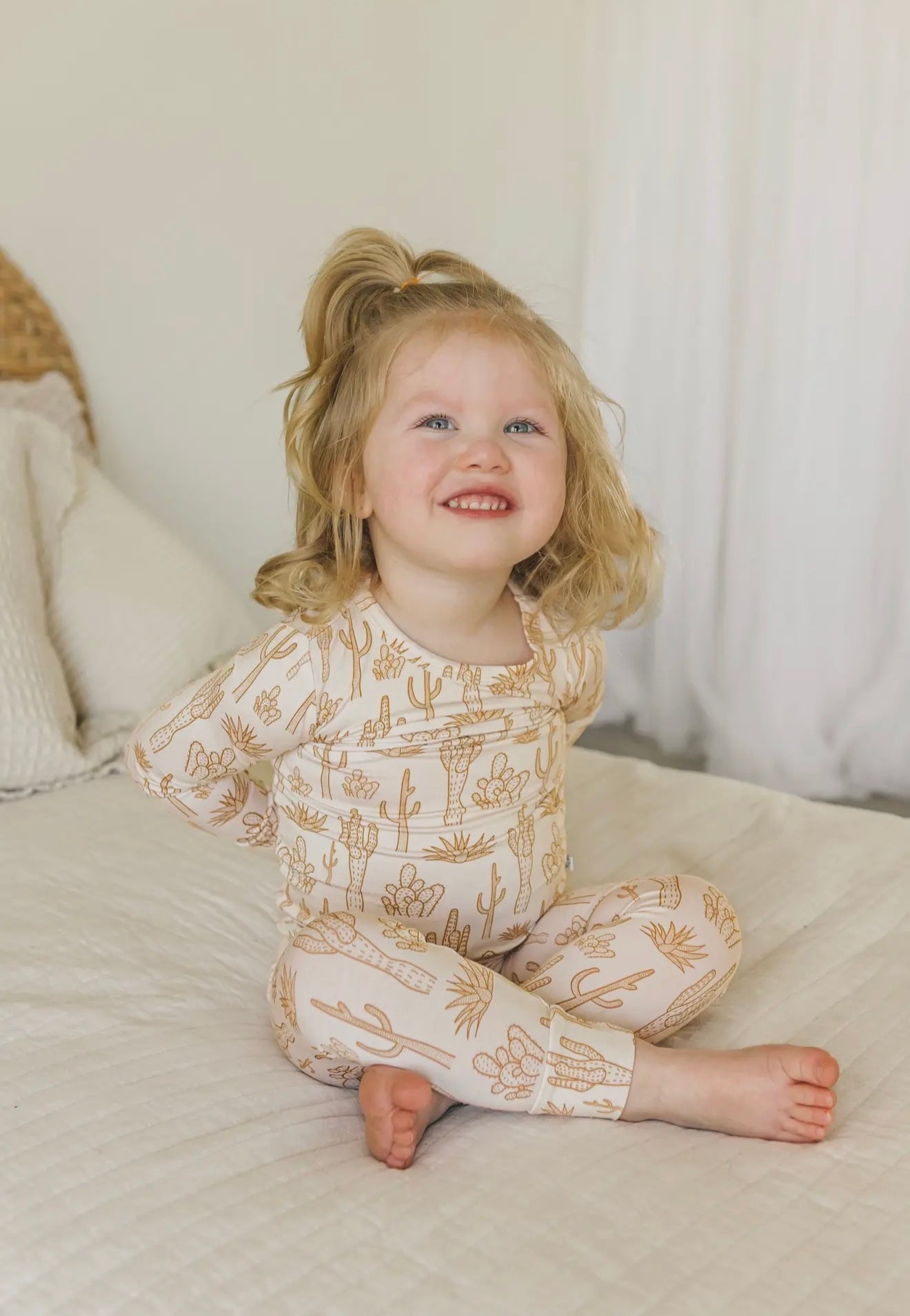 Two Piece Bamboo Pajama Set | Cream Cactus