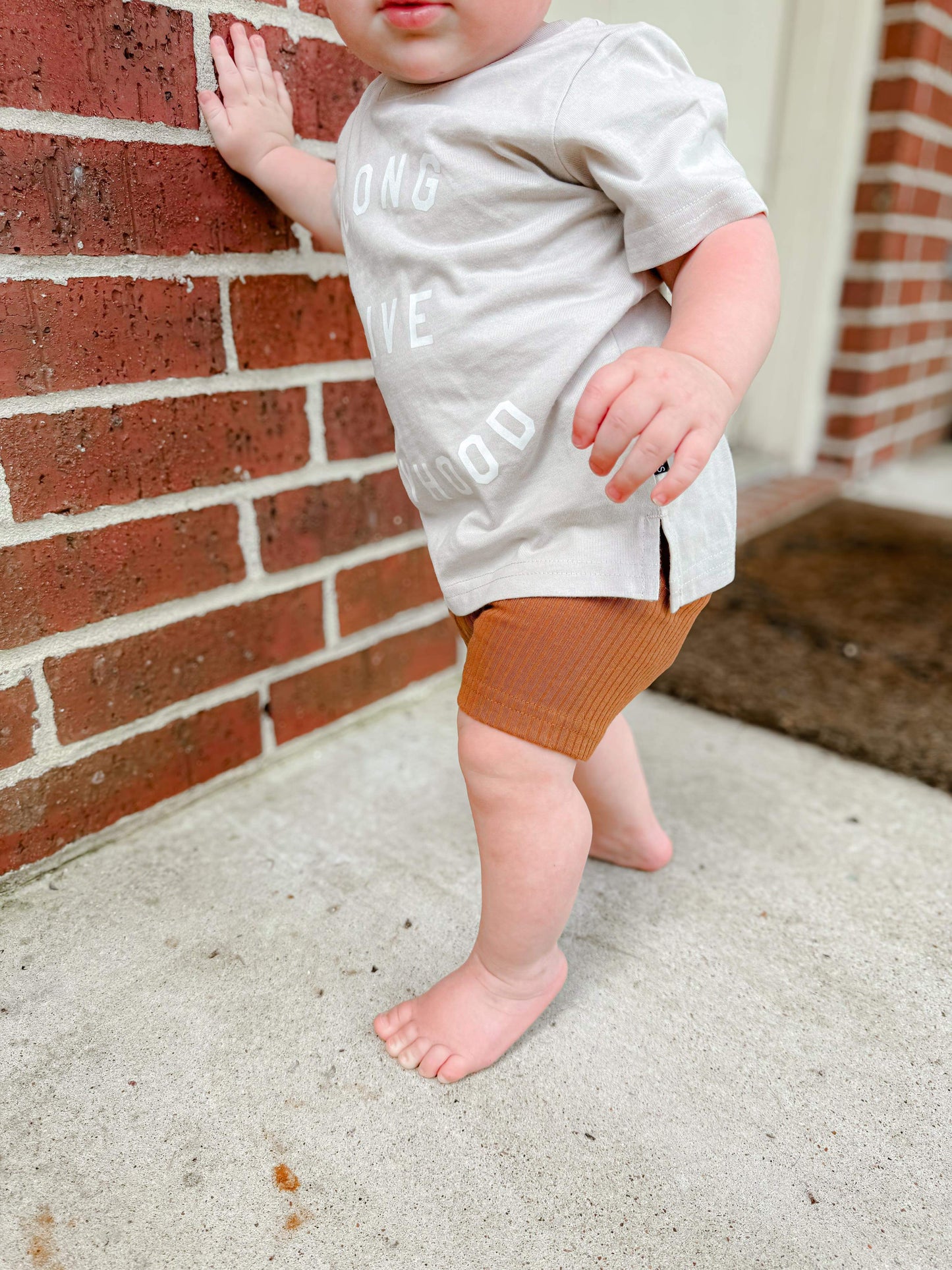 Ribbed Biker Shorts | Rust