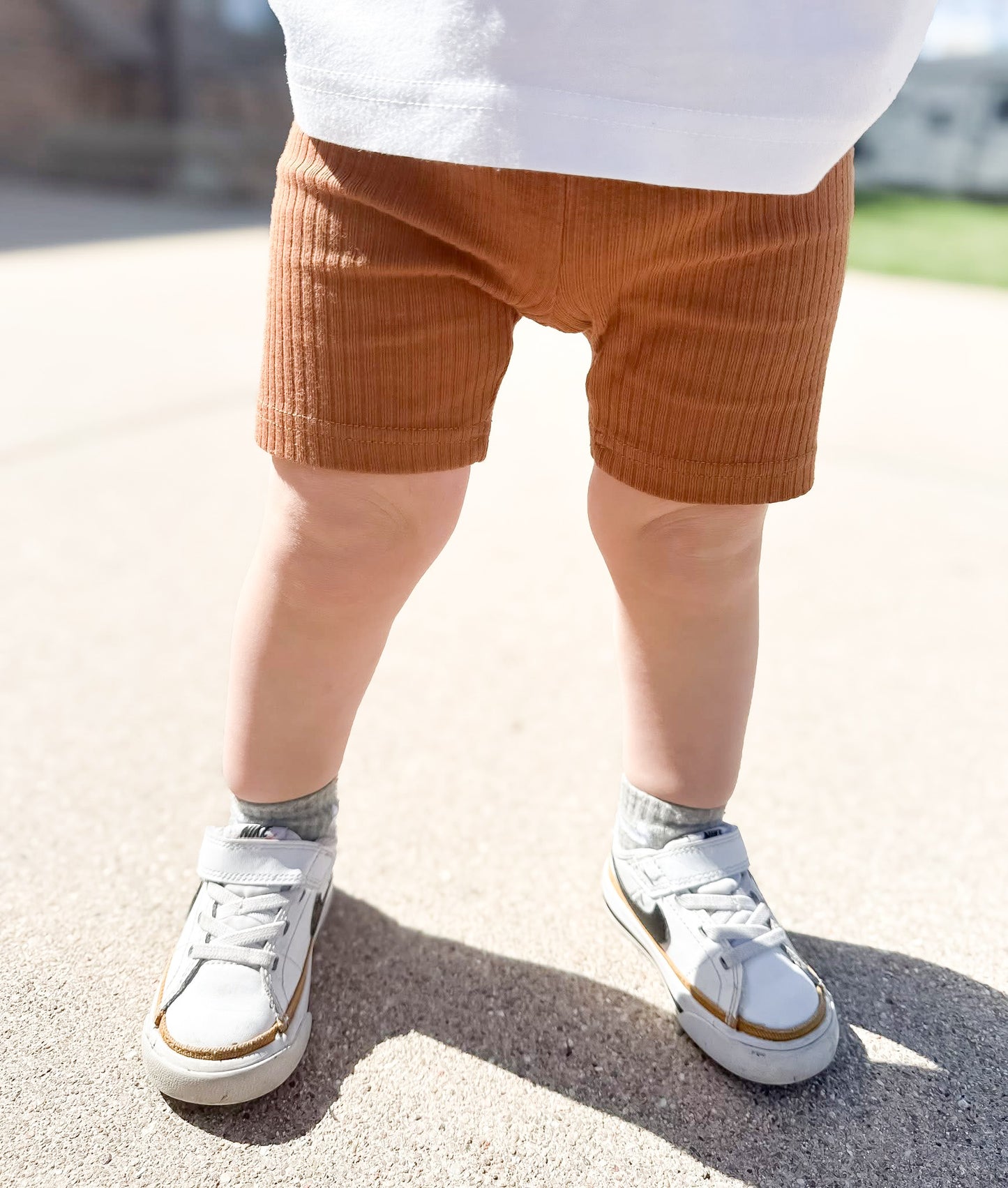 Ribbed Biker Shorts | Rust