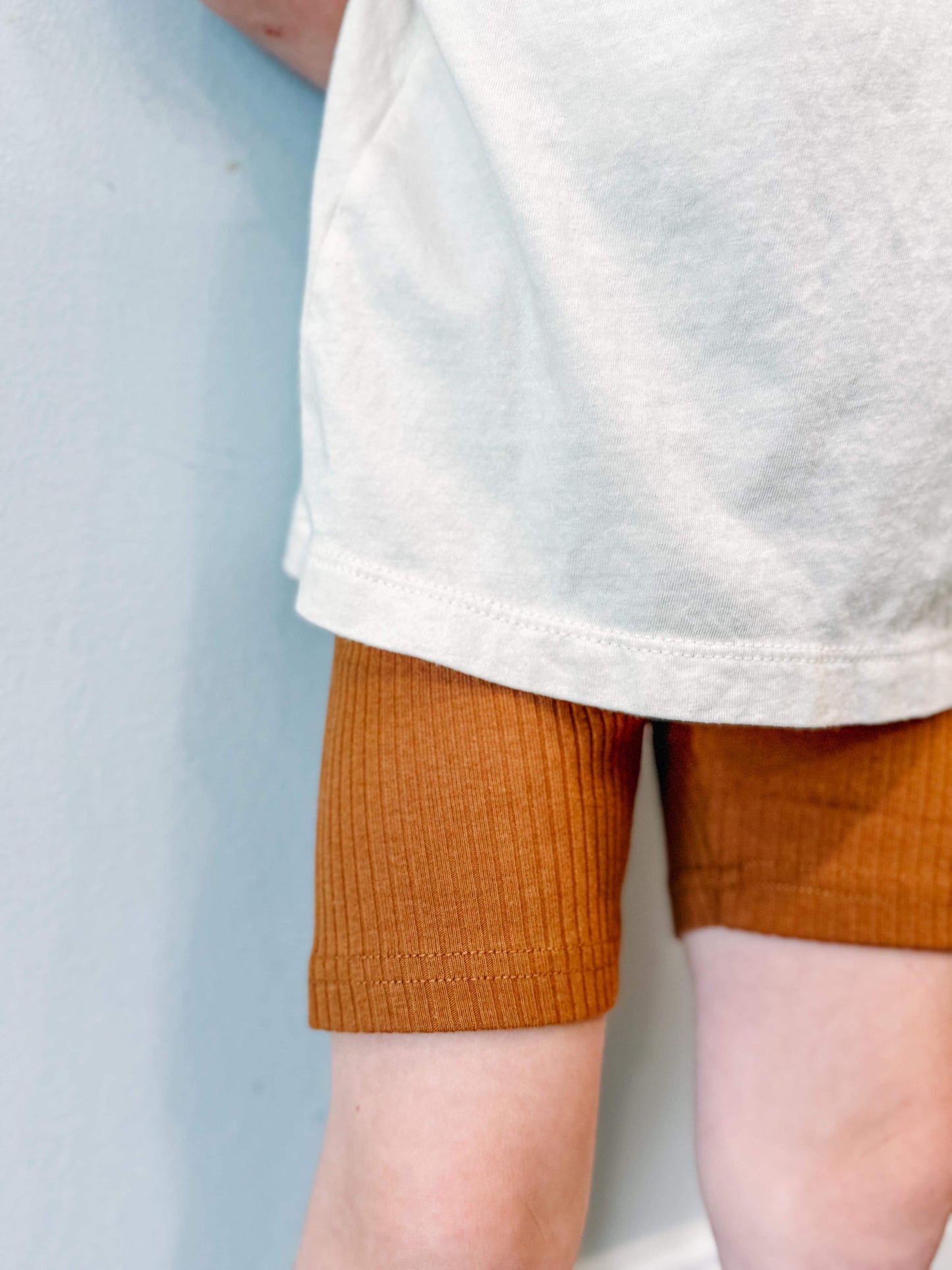 Ribbed Biker Shorts | Rust