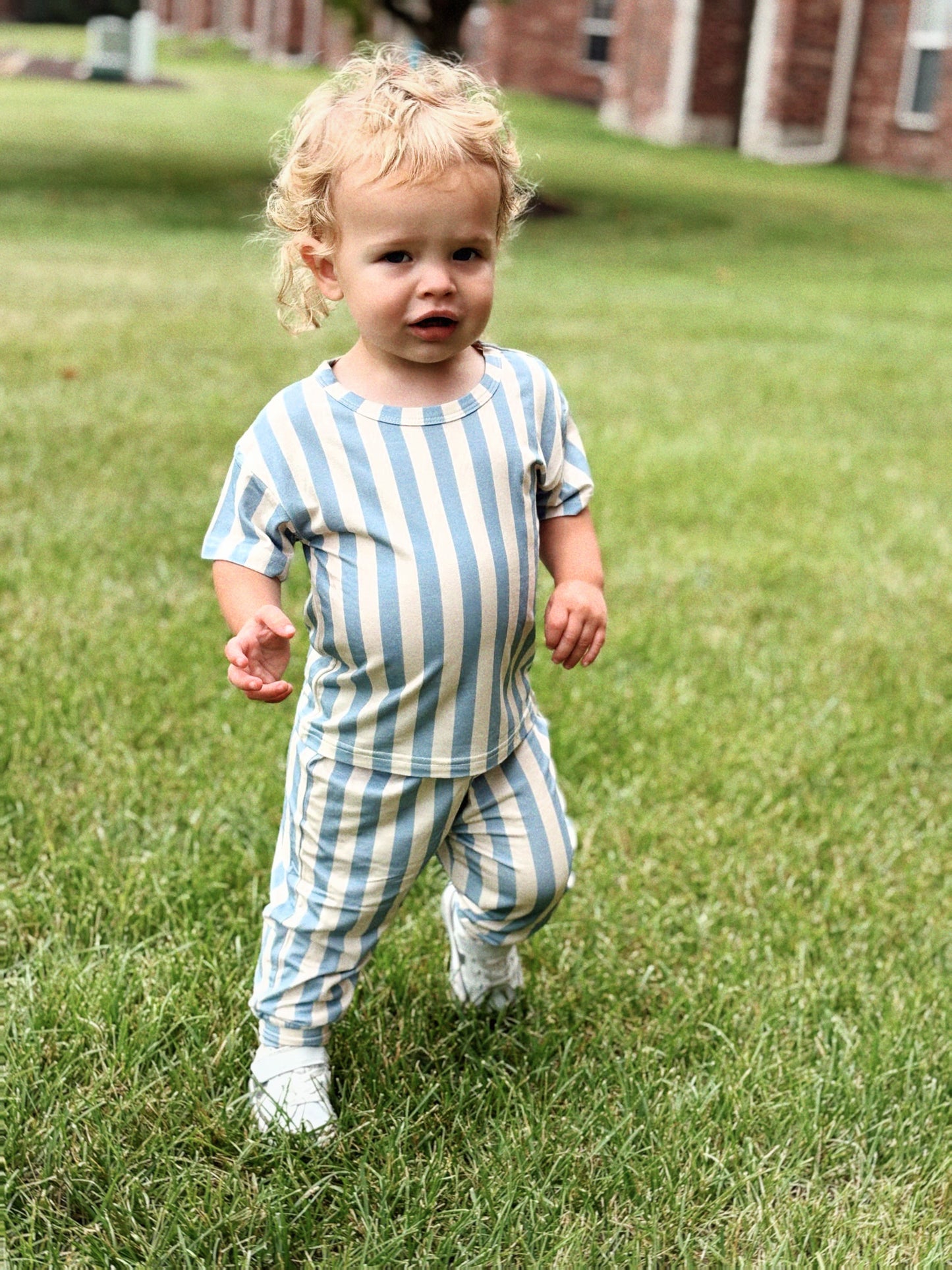 Bamboo Lounge Set | Blue Stripes