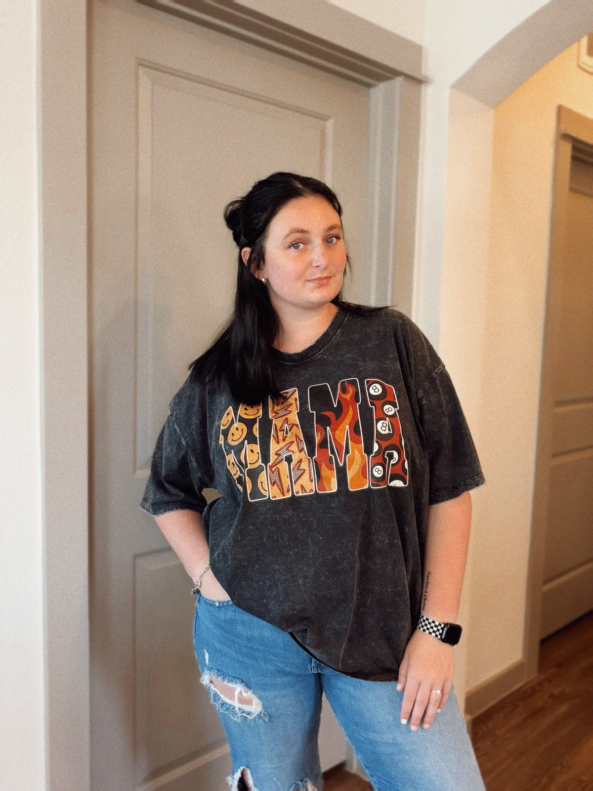 Oversized Acid Wash Tee | Edgy Mama