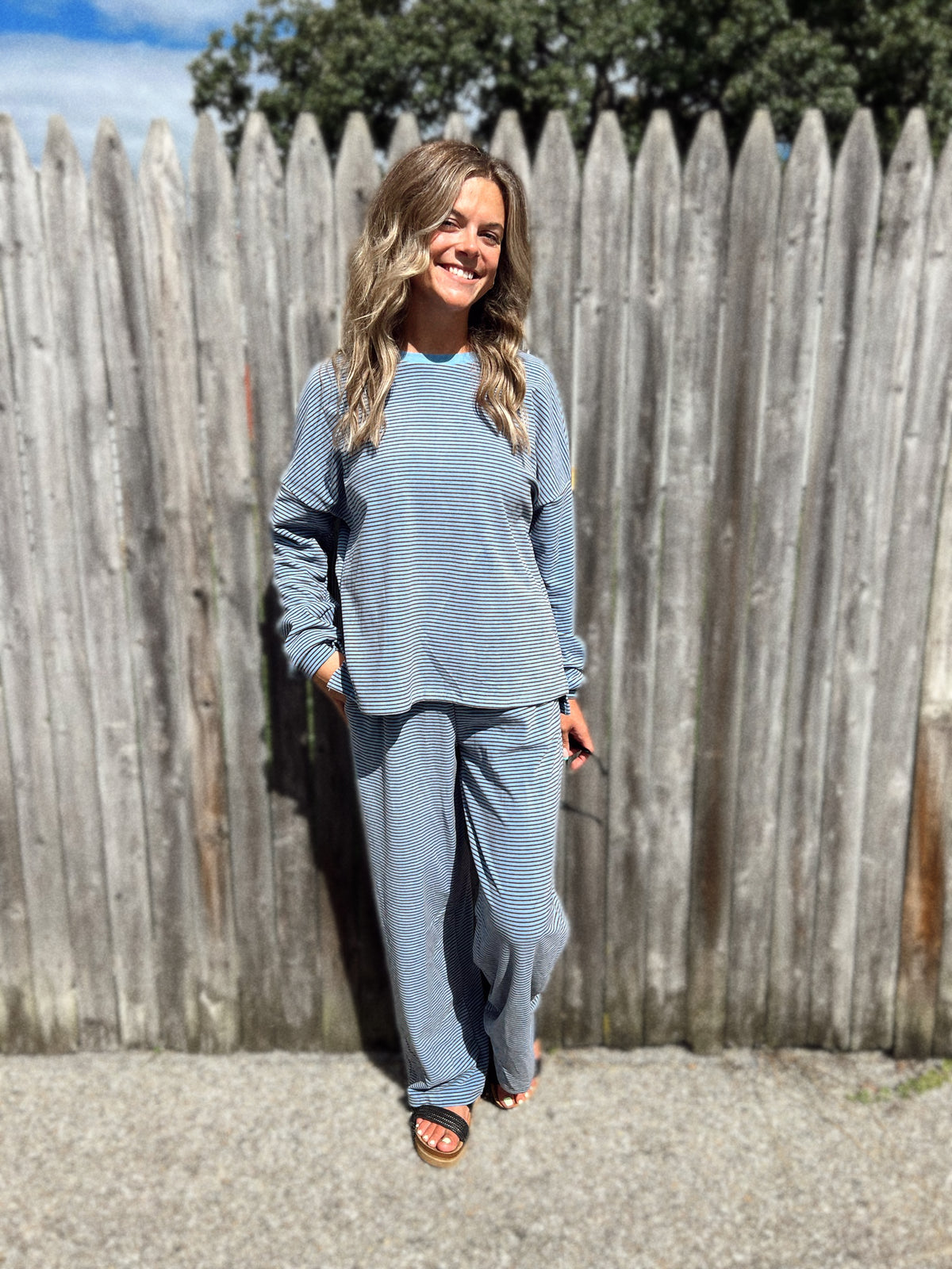 Blue Pin Stripe Lounge Set