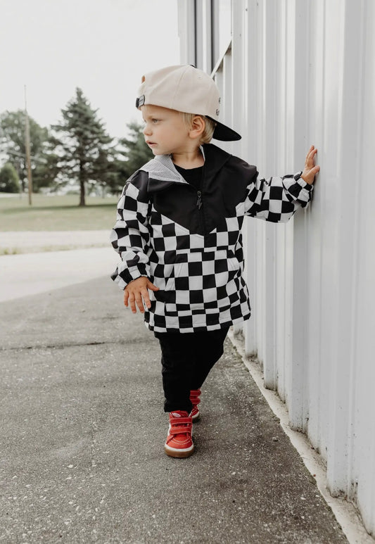 Checkered Half Zip Windbreaker