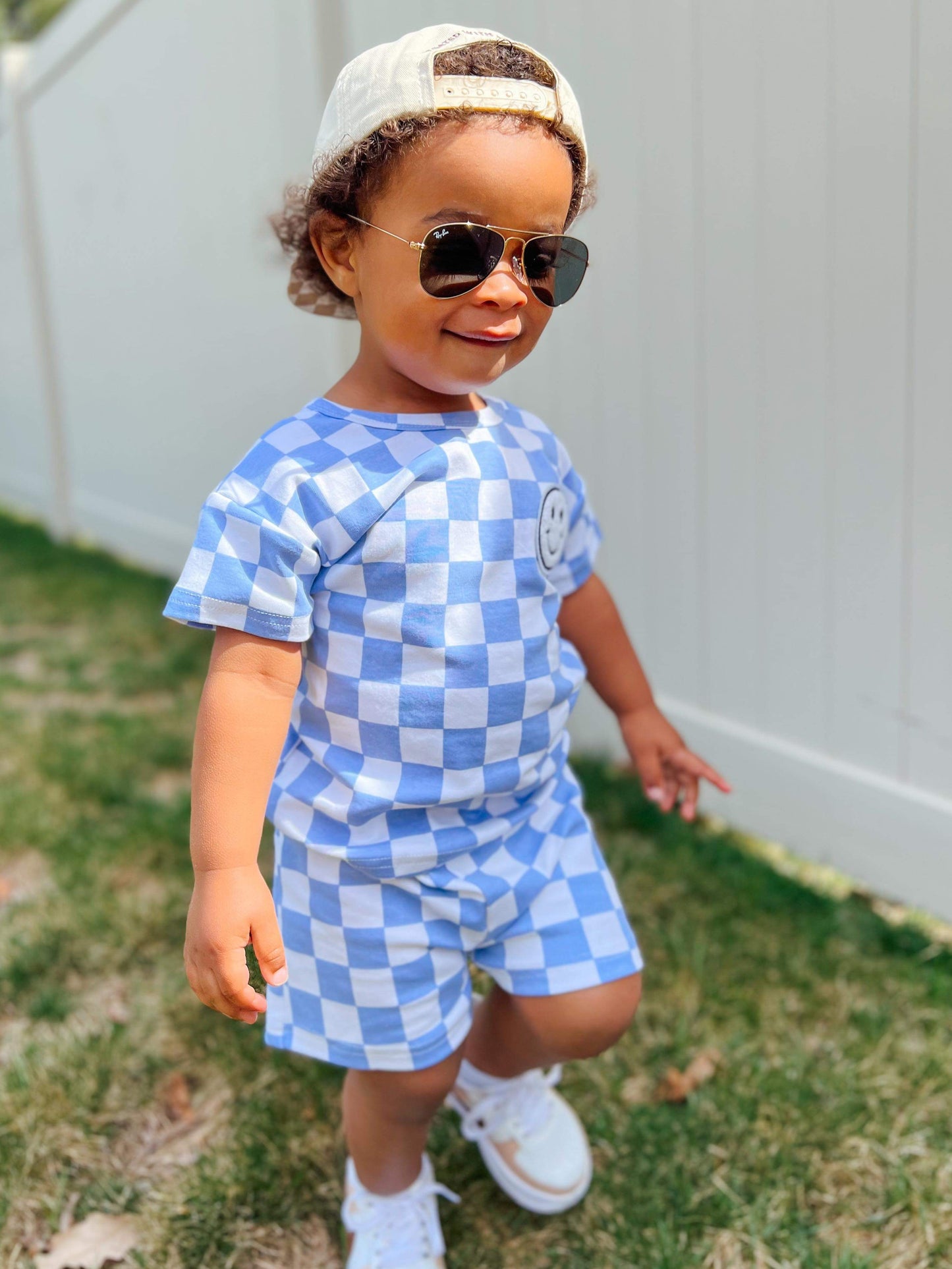 Checkered shorts set | Blue