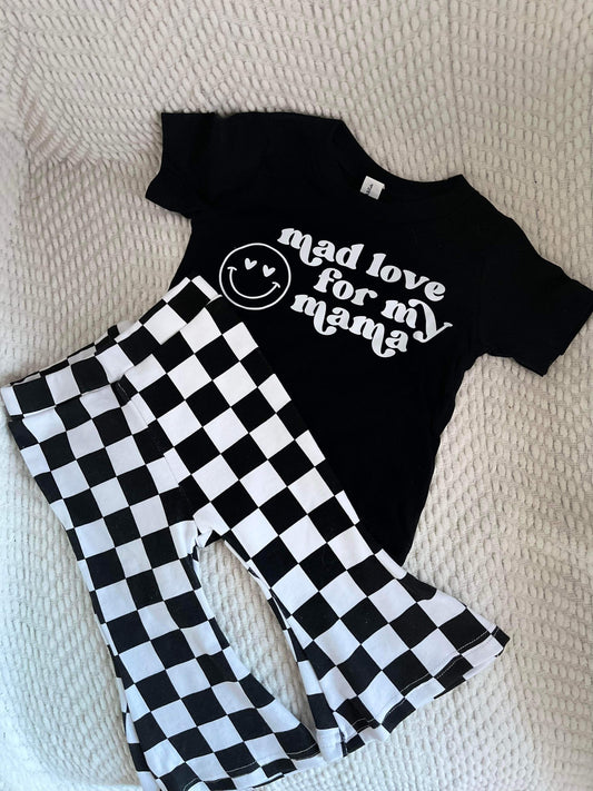 Checkered Flare Pants | Black