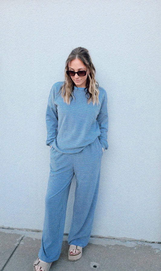 Blue Pin Stripe Lounge Set