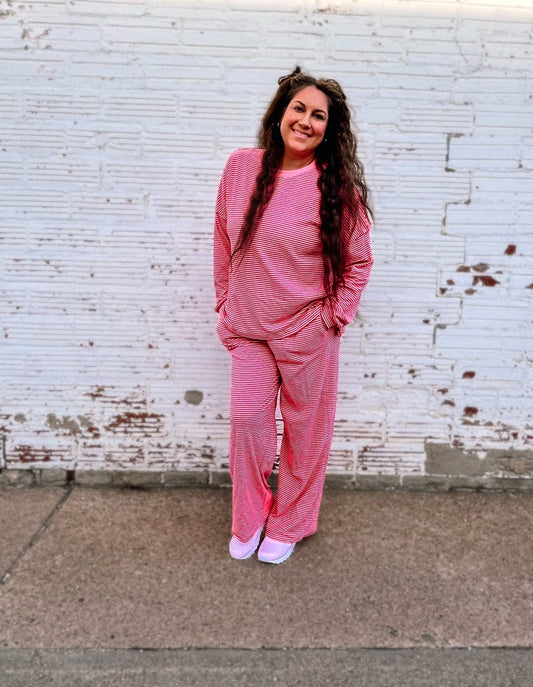Pink Pin Stripes Lounge Set