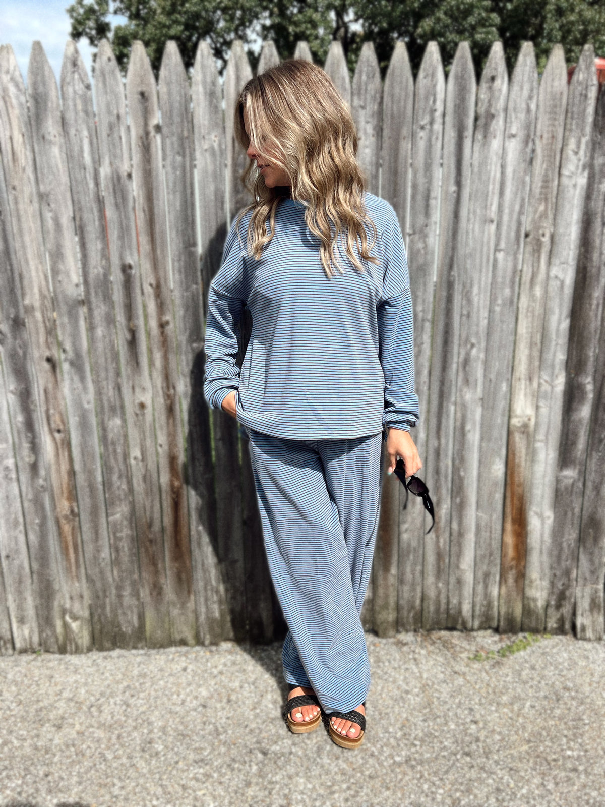 Blue Pin Stripe Lounge Set